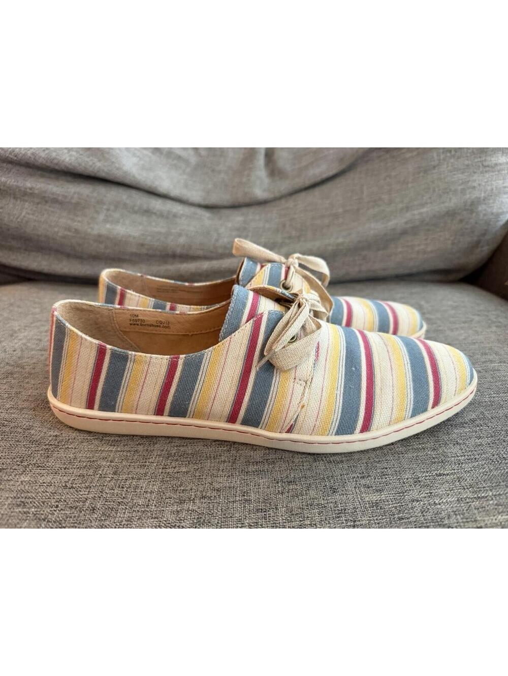Born Hand Crafted Footwear Womens 10 Canvas Lace Up Oxford Flat Multi Stripe - Picture 2 of 12